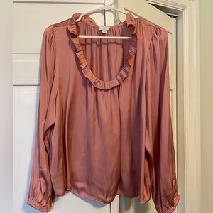 J. Crew Blush Ruffle Neck Blouse